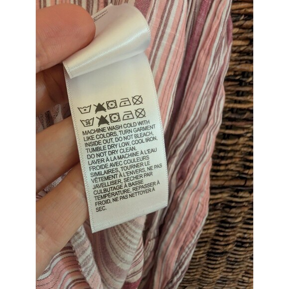 Lucky Brand Striped Button Up Boyfriend Shirt Womens Large Boho Top Preppy Beach - Picture 8 of 8